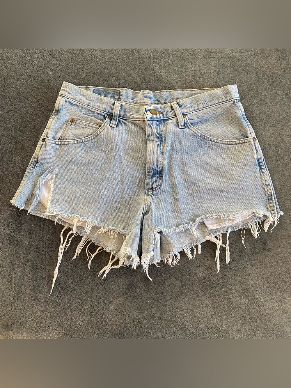 Wrangler Light Blue Distressed Denim Cutoff Shorts